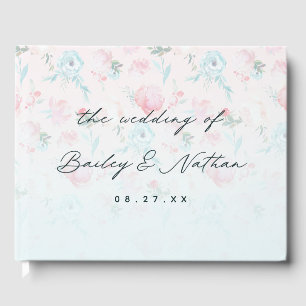 Ombre Franse Tuin Bloemen Roze Pioen Bruiloft Gastenboek