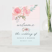 Ombre Franse tuin roze pioen bruiloft ceremonie Programma (Voorkant)