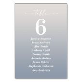 Ombre Gardenia Witte & Stof Blauwe Gast Namen Kaart (Achterkant)