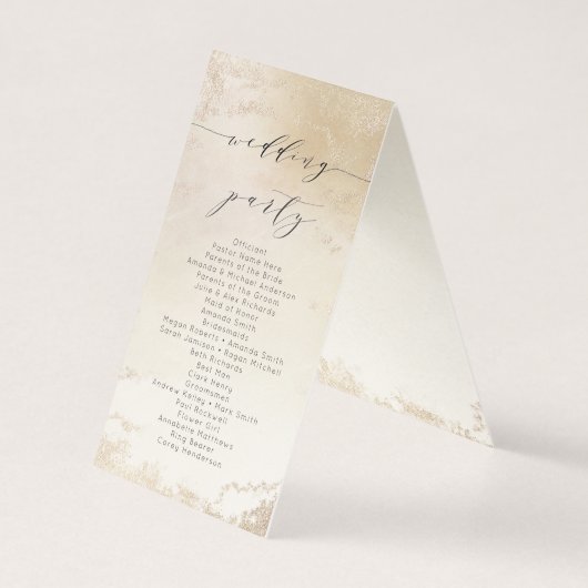 Ombre Geel Goud Frosted Bruiloft Ceremonie Program Kaart (Achterkant)