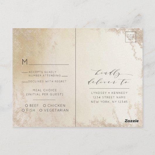 Ombre Geel Goud Frosted Bruiloft Maaltijd Keuze RS Briefkaart (Achterkant)