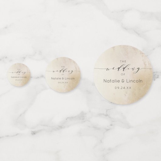 Ombre Geel Goud Frosted Folie Bruiloft Monogram Confetti (Voorkanten)