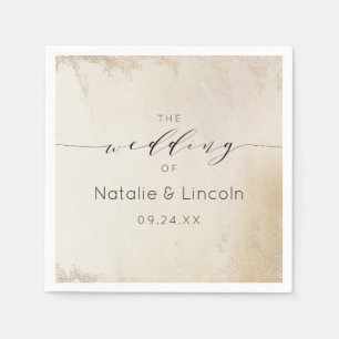 Ombre Geel Goud Frosted Folie Bruiloft Monogram Servet