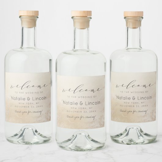 Ombre Geel Goud Frosted Folie Bruiloft Welkom Likeurfles Etiket (Flessen)