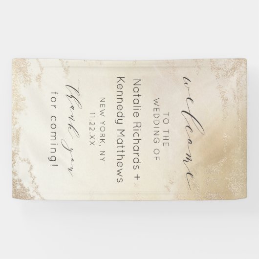 Ombre Geel Goud Frosted Folie Bruiloft Welkom Spandoek (Horizontaal)