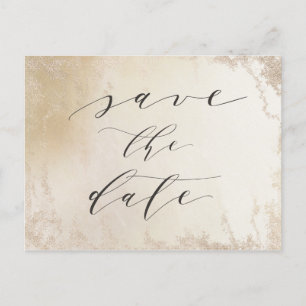 Ombre Geel Goud Frosted Folie Chic Bewaar de datum Aankondigingskaart