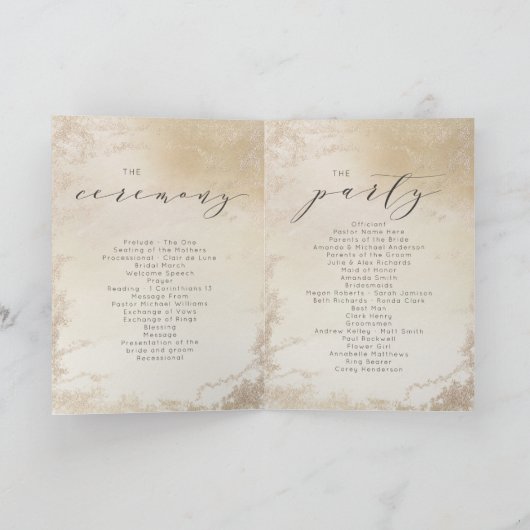 Ombre Geel Goud Frosted Folie Trouwceremonie Programma (Binnen)