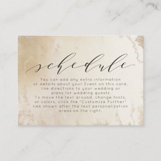 Ombre Geel Goud Frosted Folie Trouwschema Informatiekaartje (Voorkant)