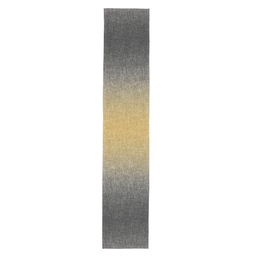 Ombre Geel Grijs Modern Crosshatch Abstract Medium Tafelloper (Voorkant)