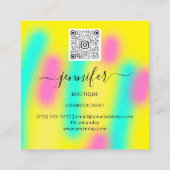 Ombre geel roze Abstracte aangepaste QR LOGO Vierkante Visitekaartje (Achterkant)