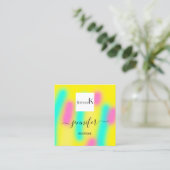 Ombre geel roze Abstracte aangepaste QR LOGO Vierkante Visitekaartje (Staand voorkant)