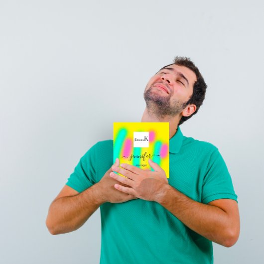 Ombre geel roze Abstracte aangepaste QR LOGO Vierkante Visitekaartje