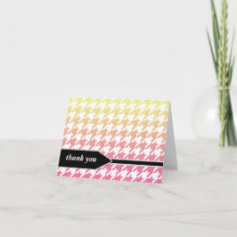 Ombre Geel Roze Houndstooth Dankjewel Kaarten
