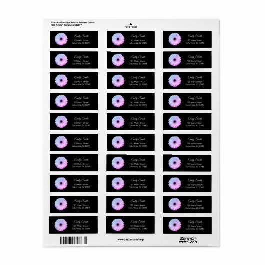 Ombre Gerbera Daisy on Black | Retouradres Etiket (Full Sheet)