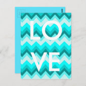 Ombre Girly Pattern Blauwgroen Turquoise Chevron Briefkaart (Voorkant / Achterkant)