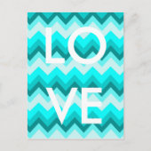 Ombre Girly Pattern Blauwgroen Turquoise Chevron Briefkaart (Voorkant)