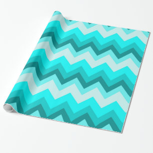 Ombre Girly Pattern Blauwgroen Turquoise Chevron Cadeaupapier