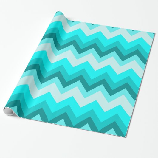 Ombre Girly Pattern Blauwgroen Turquoise Chevron Cadeaupapier (Uitgerold)