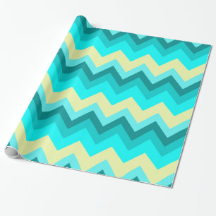 Ombre Girly Pattern Blauwgroen Turquoise Chevron Cadeaupapier