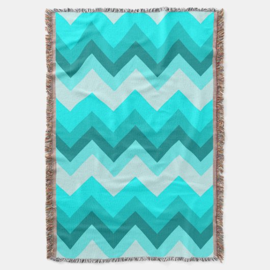 Ombre Girly Pattern Blauwgroen Turquoise Chevron Deken (Voorkant Verticaal)