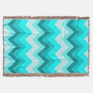 Ombre Girly Pattern Blauwgroen Turquoise Chevron Deken