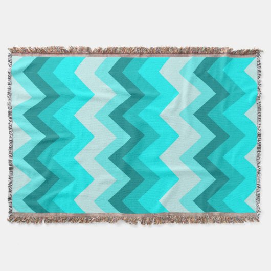 Ombre Girly Pattern Blauwgroen Turquoise Chevron Deken (Voorkant)