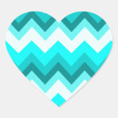 Ombre Girly Pattern Blauwgroen Turquoise Chevron Hart Sticker (Voorkant)