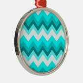 Ombre Girly Pattern Blauwgroen Turquoise Chevron Metalen Ornament (Rechts)