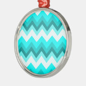 Ombre Girly Pattern Blauwgroen Turquoise Chevron Metalen Ornament (Links)