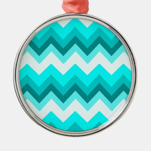 Ombre Girly Pattern Blauwgroen Turquoise Chevron Metalen Ornament (Voorkant)
