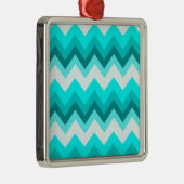 Ombre Girly Pattern Blauwgroen Turquoise Chevron Metalen Ornament (Rechts)