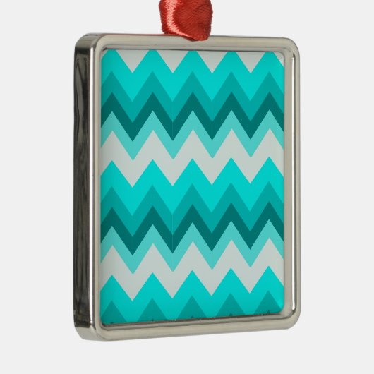 Ombre Girly Pattern Blauwgroen Turquoise Chevron Metalen Ornament (Rechts)