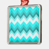 Ombre Girly Pattern Blauwgroen Turquoise Chevron Metalen Ornament (Links)