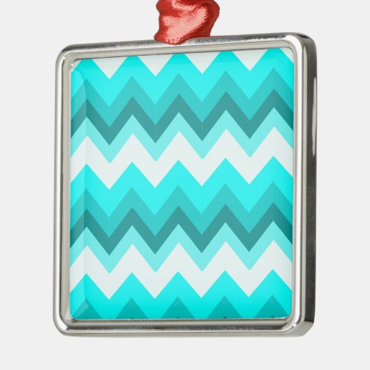 Ombre Girly Pattern Blauwgroen Turquoise Chevron Metalen Ornament (Links)