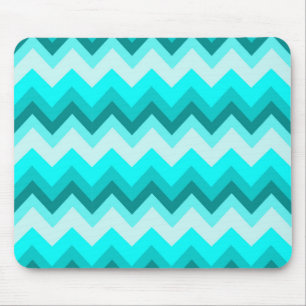 Ombre Girly Pattern Blauwgroen Turquoise Chevron Muismat