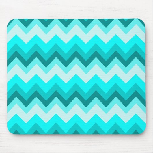 Ombre Girly Pattern Blauwgroen Turquoise Chevron Muismat (Voorkant)
