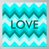 Ombre Girly Pattern Blauwgroen Turquoise Chevron Poster (Voorkant)