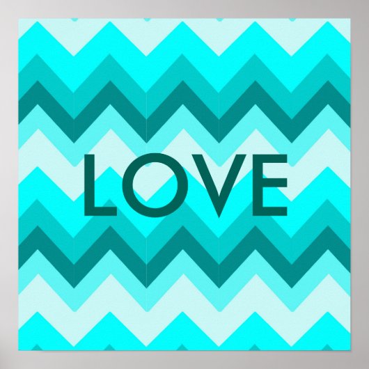 Ombre Girly Pattern Blauwgroen Turquoise Chevron Poster (Voorkant)