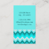 Ombre Girly Pattern Blauwgroen Turquoise Chevron Visitekaartje (Achterkant)