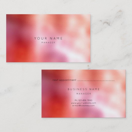 Ombre Glas Koraal Perzik Wit Rood Afspraak Afsprakenkaartje (Voorkant / Achterkant)