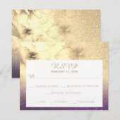 *~* Ombre Glitter Aubergine Geel Goud RSVP (Voorkant / Achterkant)