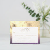 *~* Ombre Glitter Aubergine Geel Goud RSVP Kaartje (Staand voorkant)