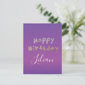 Ombré Glitter Bubble Lettering Happy Birthday Briefkaart (Staand voorkant)