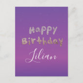 Ombré Glitter Bubble Lettering Happy Birthday Briefkaart (Voorkant)