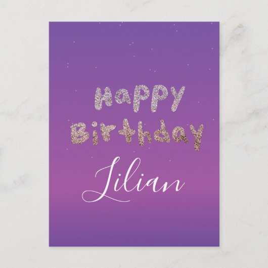 Ombré Glitter Bubble Lettering Happy Birthday Briefkaart (Voorkant)