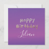 Ombré Glitter Bubble Lettering Happy Birthday Kaart (Voorkant)