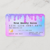 Ombre glitter credit card monogram  visitekaartje (Voorkant)