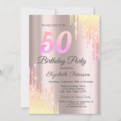 Ombre Glitter Drips 50e verpartij Kaart (Voorkant)