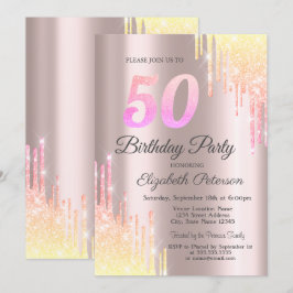 Ombre Glitter Drips 50th Birthday Party Kaart