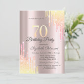 Ombre Glitter Drips 70ste verjaardagsfeestje Kaart (Staand voorkant)